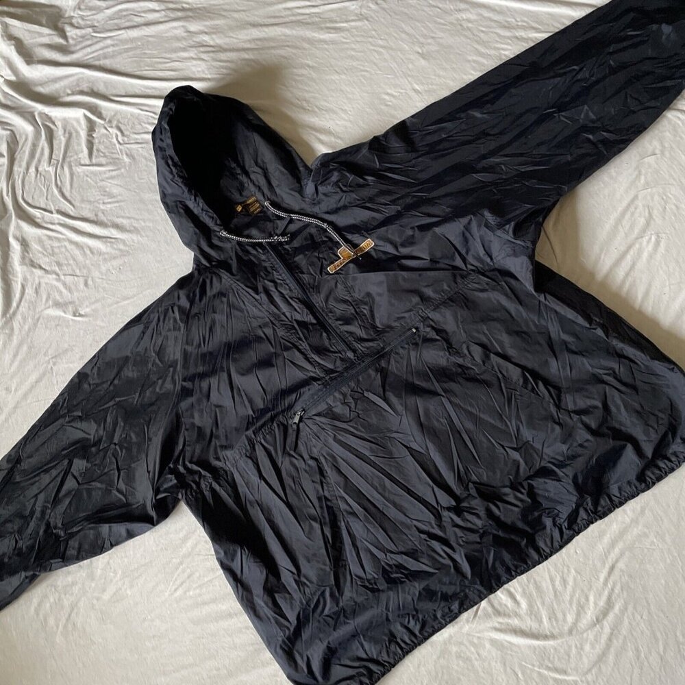 Harriton Windbreaker Jacket Mens L Nylon Lightweight Unlined Full Zip Black 4XL